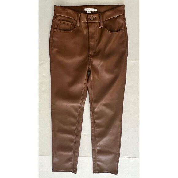 Good American Pants Women Sz 8/29 Burnt Caramel Faux Leather High Rise - Picture 1 of 9